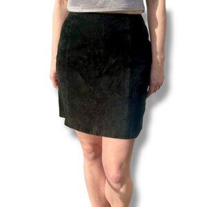 Vintage Sonoma Black Suede Mini Skirt 90s Fitted Minimalist Grunge